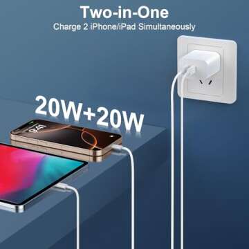 iPhone 16 15 Charger Fast Charging, 20W Dual Port USB C Charger Block with 10FT Long USB C Charging Cable Cord for iPhone 16 Pro Max/16 Pro/16/16 Plus, 15 Pro Max/15 Pro/15,iPad Pro/Air, Android Phone