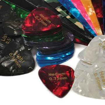 DIY Guitar Pick Punch Sheets - 25 Pcs - Musicians Recommended Light, Medium and Heavy Celluloid Guitar Pick Strips - 12 Stunning Colors to Create Customized Guitar Picks with Any Picks Maker