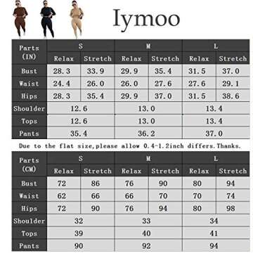 IyMoo Women 2 Piece Outfits Sweatsuit Set Ribbed Long Sleeve Crop Top Bodycon Pants Tracksuit Jogger Set White S