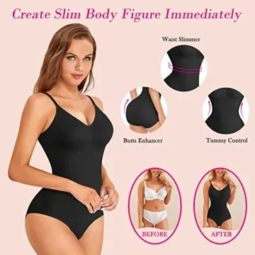 Nebility Women Waist Trainer Seamless Bodysuit for Tummy Control