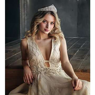 SWEETV Anastasia Tiara - Bridal Rhinestone Crown