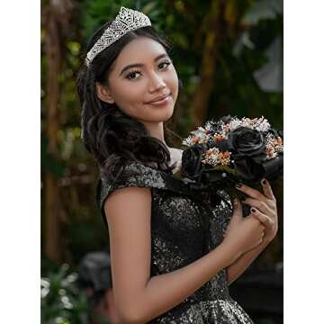 SWEETV Anastasia Tiara - Bridal Rhinestone Crown