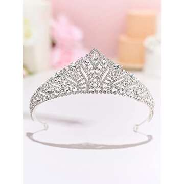 SWEETV Anastasia Tiara - Bridal Rhinestone Crown