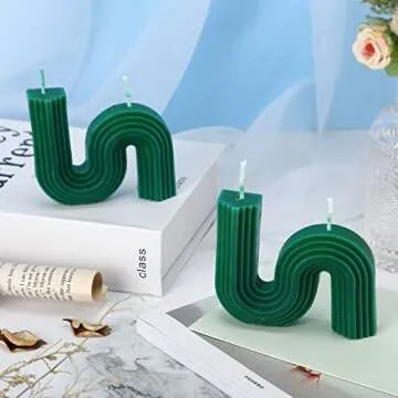 Tondiamo 2 Pcs Valentine's Candles Twist Aesthetic Candles Cool S Shape Minimalist Geometric Shaped Soy Wax Scented Art Decorative Handmade for Wedding Birthday Valentine Gift(Dark Green)