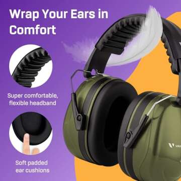 Vanderfields Hearing Protection Ear Muffs for Noise Reduction, 33dB Certified, Noise Cancelling Safety Ear Protection for Shooting, Adult Headphones for Lawn Mowing, DIY, Construction, Woodworking