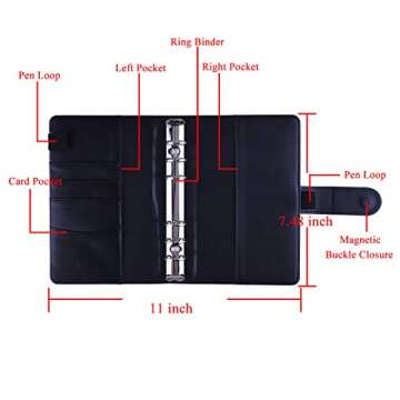 Antner Budget Binder with Zipper Cash Envelopes for Budgeting, A6 Money Saving Organizer for Cash, Cash Stuffing Binder, Budget Planner with Cash Envelopes for Money Organizer, Black