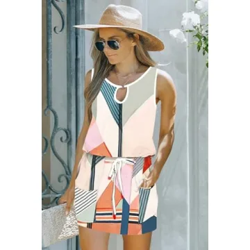 SAUKOLE Women Summer Flowy Swing Dress with Pockets