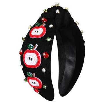 NVENF Teacher Headband for Women Crystal Pearl Knotted Headband Rhinestone Beaded FRI-YAY Embellishe...