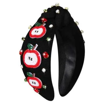 NVENF Teacher Headband for Women Crystal Pearl Knotted Headband Rhinestone Beaded FRI-YAY Embellishe...