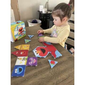 CreateOn “Sesame Street” Toys, Magnetic Kids’ Building Toys from “Sesame Street” Books, Colors with Elmo Magnet Tiles, Educational Toys for Ages 3+, 17 Pieces