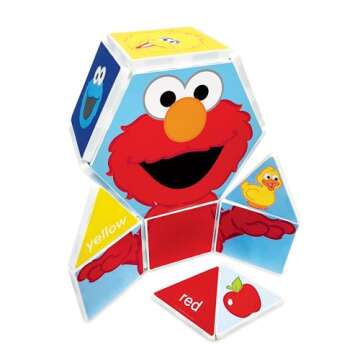CreateOn “Sesame Street” Toys, Magnetic Kids’ Building Toys from “Sesame Street” Books, Colors with Elmo Magnet Tiles, Educational Toys for Ages 3+, 17 Pieces