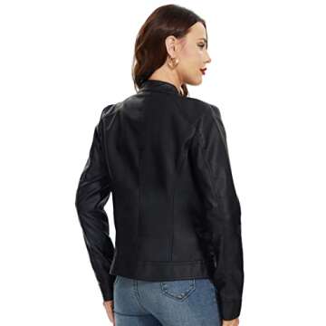 Fahsyee Women’s Faux Leather Jacket - Stylish Motorcycle Look