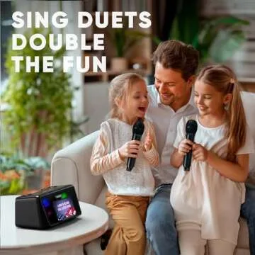 MASINGO Karaoke Machine for Adults and Kids with 2 Wireless Microphones, Portable Bluetooth Singing Speaker, Colorful LED Lights, PA System, Lyrics Display Phone Holder, and TV Cable. Presto G2 Black