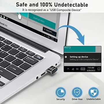 AUEDROT Mouse Jiggler Undetectable Mouse Jiggers USB Mouse Mover with Switch Button, Automatic Mouse Wiggler with 2 Jiggle Modes, Mouse Mover Device, Plug & Play, Keep Computer/Laptop Awake, Black