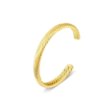 Elegance 11 Designs Twisted Cable Gold Cuff Bracelet for Women