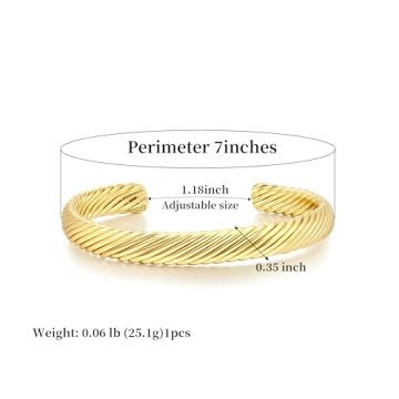 Elegance Gold Bracelet Cuff - Hypoallergenic & Adjustable