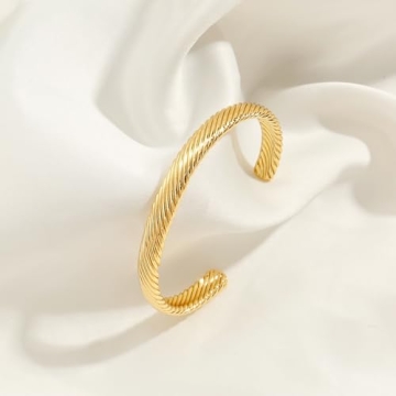 Elegance Gold Bracelet Cuff - Hypoallergenic & Adjustable