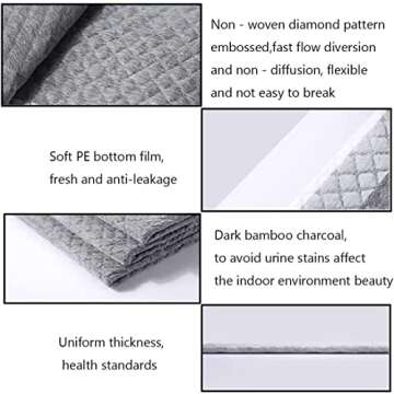 kathson Rabbit Pee Pads Disposable Cage Liners 40PCS All Absorb Black Carbon Odor Control Bunny Training Accessories with Quick-Dry Surface for Puppy Guinea Pig Kitten Hedgehog Small Animals