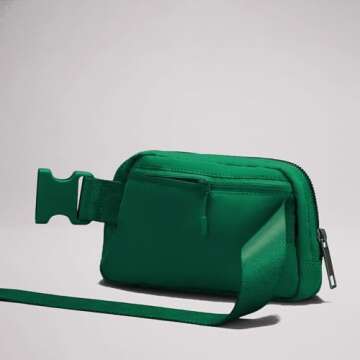 YOSHUYUKI Cross Body Fanny Packs for Women Men Fashion Waist Bag Pouch Nylon Small Travel Crossbody Bags Mini Purse Everywhere Belt Bag Bum Bag for Workout Running Hiking Everglade Green