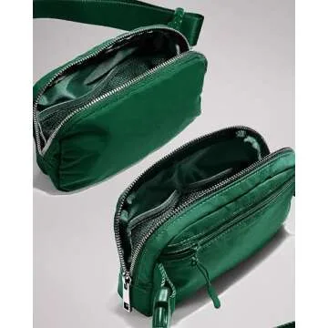 YOSHUYUKI Cross Body Fanny Packs for Women Men Fashion Waist Bag Pouch Nylon Small Travel Crossbody Bags Mini Purse Everywhere Belt Bag Bum Bag for Workout Running Hiking Everglade Green