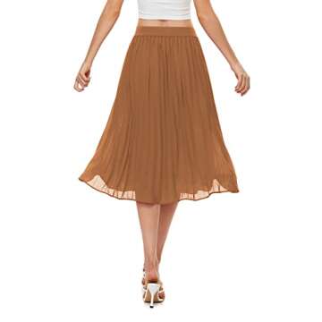 Stylish Womens High Waist Chiffon Pleated Midi Skirt