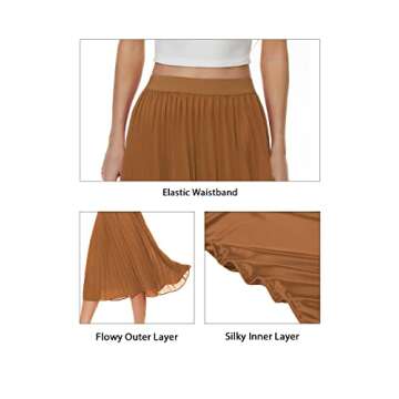 Stylish Womens High Waist Chiffon Pleated Midi Skirt