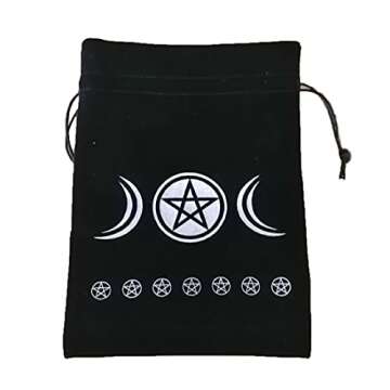 Altar Cloth, High-Grade Thick Velvet Fabric Triple Moon Pentagram Tarot Cloth, Use for Wiccan Witchcraft Supplies and Tools, VIDAYA Tarot Divination Cards Table Cloth Astrology Tapestry+Tarot Card Bag