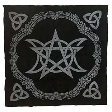 Altar Cloth, High-Grade Thick Velvet Fabric Triple Moon Pentagram Tarot Cloth, Use for Wiccan Witchcraft Supplies and Tools, VIDAYA Tarot Divination Cards Table Cloth Astrology Tapestry+Tarot Card Bag