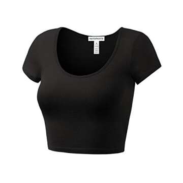 Stylish Women's Cotton Scoop Neck Crop Tops for Casual Elegance