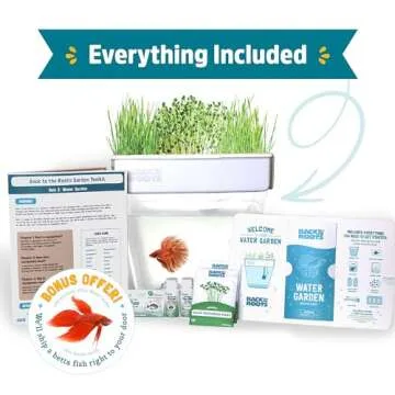 Back to the Roots Indoor Aquaponic Garden - 3 Gallon Self Watering, Mess-Free Planter and Self-Cleaning Fishtank for Herbs, Microgreens, Bamboo, Succulents, and Houseplants, support Fish