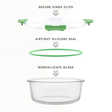JoyJolt JoyFul 24pc Borosilicate Glass Storage Containers with Lids. 12 Airtight, Freezer Safe Food Storage Containers, Pantry Kitchen Storage Containers, Glass Meal Prep Container for Lunch