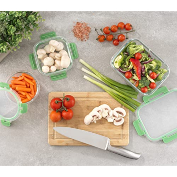 JoyJolt JoyFul 24pc Borosilicate Glass Storage Containers with Lids. 12 Airtight, Freezer Safe Food Storage Containers, Pantry Kitchen Storage Containers, Glass Meal Prep Container for Lunch