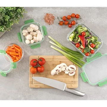 JoyJolt JoyFul 24pc Borosilicate Glass Storage Containers with Lids. 12 Airtight, Freezer Safe Food Storage Containers, Pantry Kitchen Storage Containers, Glass Meal Prep Container for Lunch