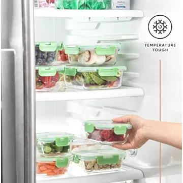 JoyJolt JoyFul 24pc Borosilicate Glass Storage Containers with Lids. 12 Airtight, Freezer Safe Food Storage Containers, Pantry Kitchen Storage Containers, Glass Meal Prep Container for Lunch