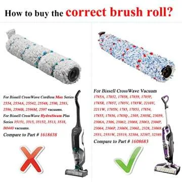 Lemige 2 Pack Multi-Surface Brush Roll 1868 + 2 Pack Vacuum Filter 1866 for Bissell CrossWave