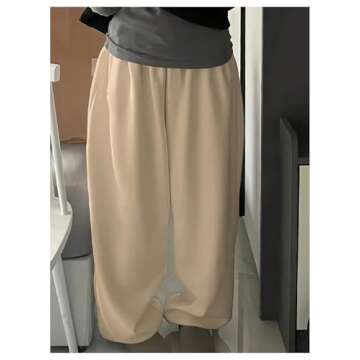 RoseSeek Women's Baggy Sweatpants High Waisted Joggers Pants Loose Comfy Fall Pants Sweat Pants Trendy Apricot S