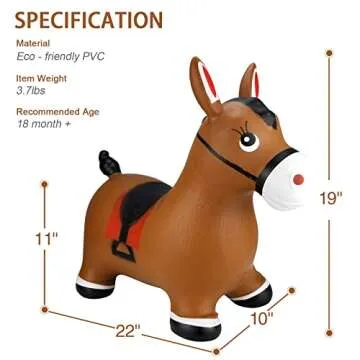 INPANY Bouncy Horse Hopper Toys, Toddlers Bouncing Farm Animals, Inflatable Jumping Hopping Horse, Ride on Rubber Bouncer for Kids, Outdoor Indoor Cool Birthday Gifts for 2 3 4 Year Old Girl Boy