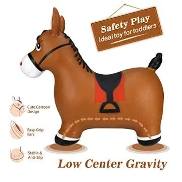 INPANY Bouncy Horse Hopper Toys, Toddlers Bouncing Farm Animals, Inflatable Jumping Hopping Horse, Ride on Rubber Bouncer for Kids, Outdoor Indoor Cool Birthday Gifts for 2 3 4 Year Old Girl Boy