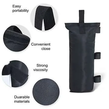 ABCCANOPY Canopy Weights Set of 4-112LBS Sand Bags for Pop up Tent, Weight Bags for Outdoor Gazebo, Trampoline, Pergola, Black (Without Sand)