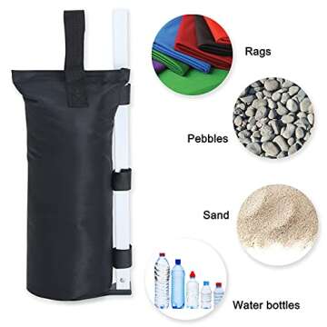 ABCCANOPY Canopy Weights Set of 4-112LBS Sand Bags for Pop up Tent, Weight Bags for Outdoor Gazebo, Trampoline, Pergola, Black (Without Sand)
