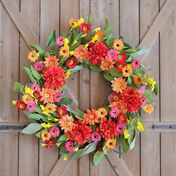 Idyllic Bright Floral Wreath - 18 Inches of Summer Joy