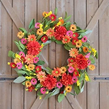 Idyllic Bright Floral Wreath - 18 Inches of Summer Joy