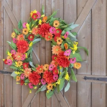 Idyllic Bright Floral Wreath - 18 Inches of Summer Joy