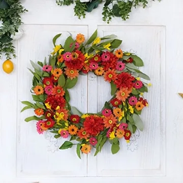 Idyllic Bright Floral Wreath - 18 Inches of Summer Joy