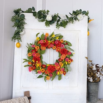 Idyllic Bright Floral Wreath - 18 Inches of Summer Joy