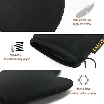 Self Tanning Mitt Applicator - EVYTTA 3 Set Self Tanner Mitt Applicator with Tanning Glove for Self Tan, Back Applicator, Mini Tanning Mitts Self Tanner Mit, Self Tan Mitt Applicator, Self Tan Mit