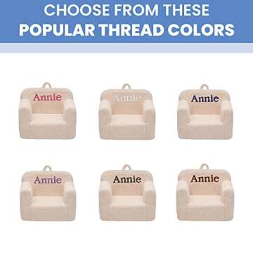 Delta Children Cozee Sherpa Chair – Customize with Name – Foam Kids Chair for Ages 18 Months and Up, Cream