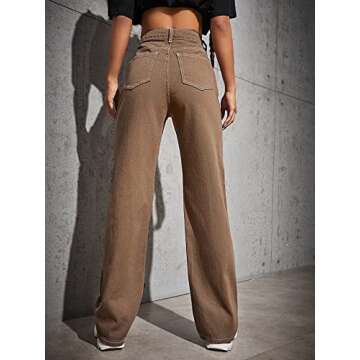 Stylish Comfort: MakeMeChic Women's High Waist Straight Leg Jeans in Mocha Brown