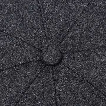 VOBOOM Men Wool Blend 8 Panel Newsboy Cap Herringbone Cabbie Flat Tweed Hat (Grey)