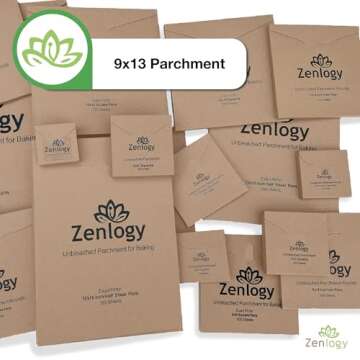 Zenlogy 9x13 Parchment Paper (100 sheets) - Unbleached, High Heat, Non-stick, Pre-cut Baking Paper for Quarter Sheet Pans - Great for Baking, Roasting, Wrapping, Dehydrator, and so much more